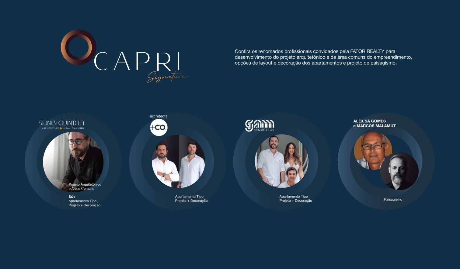 Imagem mostrando os arquitetos responsáveis pelo projeto Capri.