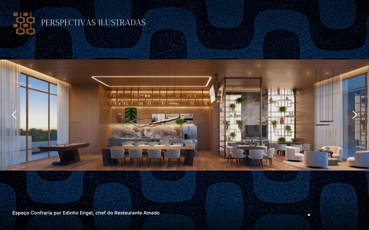 Imagens de perspectiva do projeto Nouvelle Bossa, mostrando diferentes ângulos e detalhes.